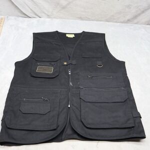 Rustic Ridge Vest Men Large Black Multi-Pocket Tactical Full Zip Utility Hunting